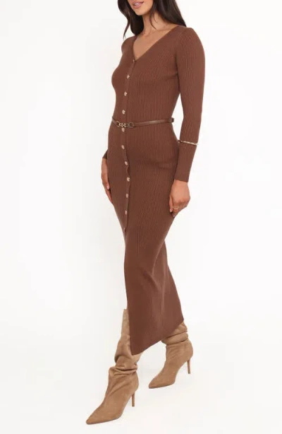 Petal And Pup Petal & Pup Byrdie Long Sleeve Maxi Sweater Dress In Brown