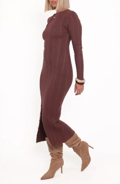 Petal And Pup Petal & Pup Valia Long Sleeve Sweater Dress In Brown