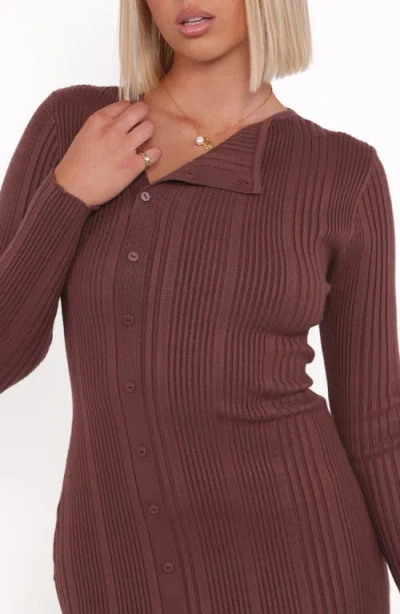 Petal And Pup Petal & Pup Valia Long Sleeve Sweater Dress In Brown