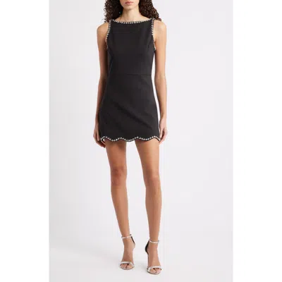 En Saison Leah Rhinestone Sleeveless Minidress In Black