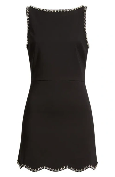 En Saison Leah Rhinestone Sleeveless Minidress In Black