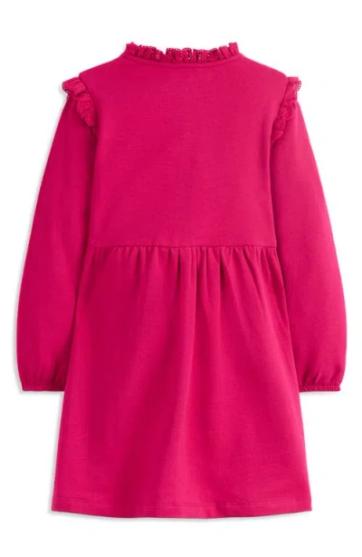 Mini Boden Kids' Ruffle Accent Long Sleeve Cotton Sweatshirt Dress In Pink