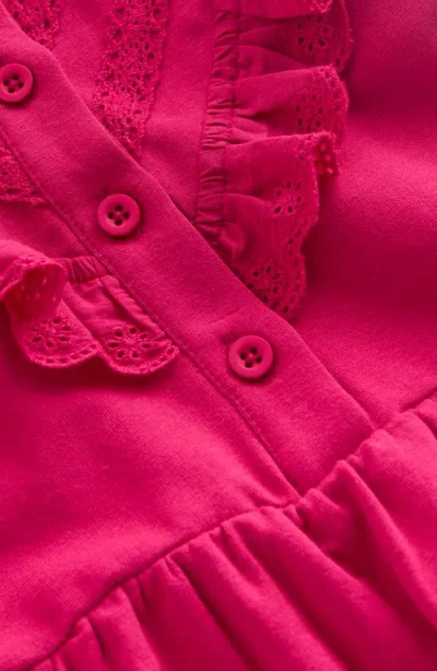 Mini Boden Kids' Ruffle Accent Long Sleeve Cotton Sweatshirt Dress In Pink