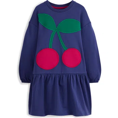 Mini Boden Kids' Appliqué Sweatshirt Dress In Blue