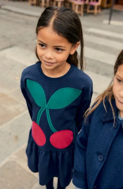 Mini Boden Kids' Appliqué Sweatshirt Dress In Blue