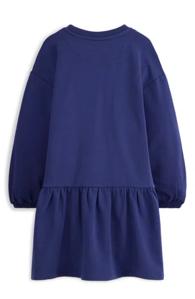 Mini Boden Kids' Appliqué Sweatshirt Dress In Blue