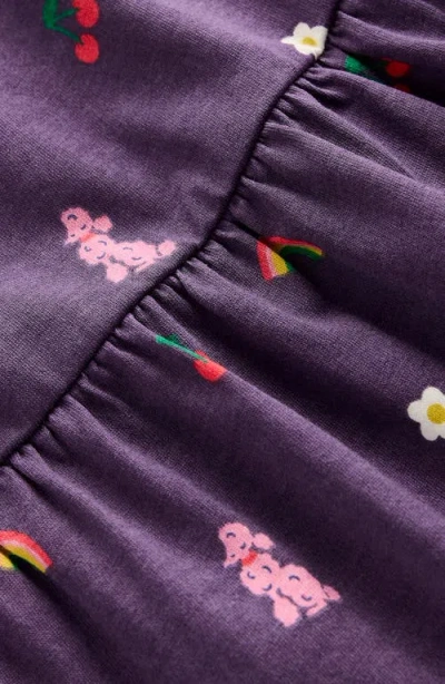 Mini Boden Kids' Curved Yoke Long Sleeve Cotton Jersey Dress In Purple