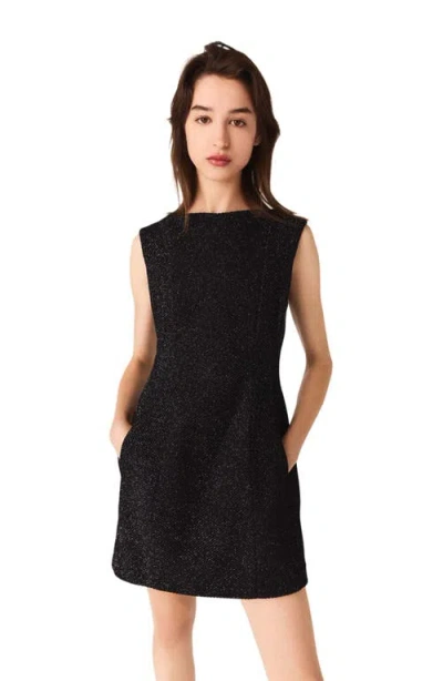 Maje Rhinestone Flared Short Dress In Black