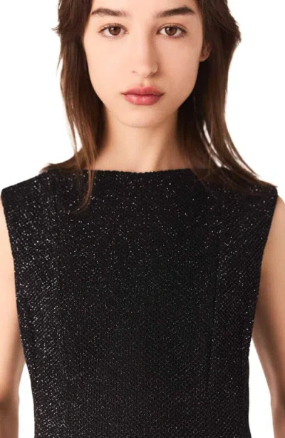 Maje Rhinestone Flared Short Dress In Black