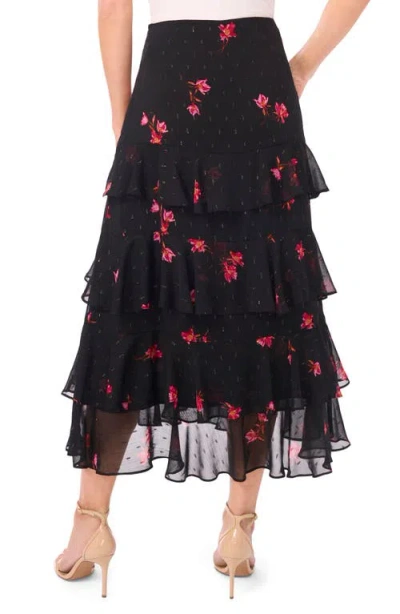 Cece Women's Tiered Ruffle Flounce Midi Skirt In Black