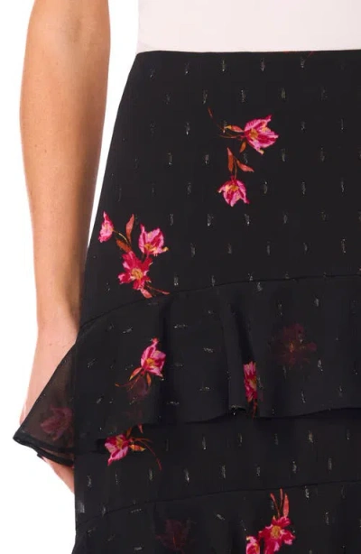 Cece Women's Tiered Ruffle Flounce Midi Skirt In Black