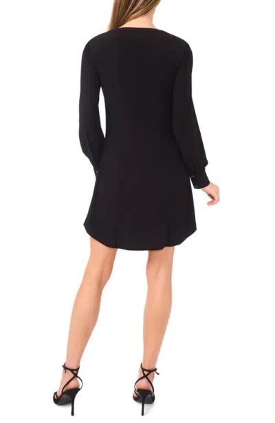 Cece Women's V-neck Button Down Long Sleeve Dress In Black