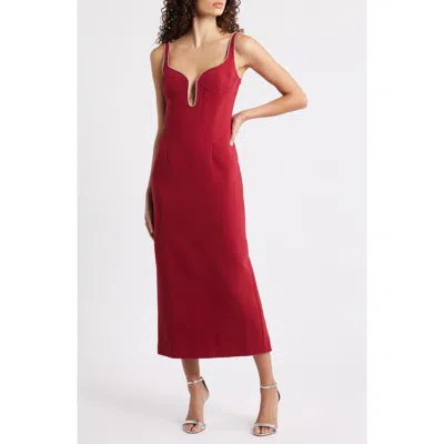 Bardot Brooklyn Diamante Sleeveless Sheath Dress In Burgundy