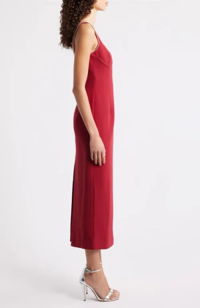 Bardot Brooklyn Diamante Sleeveless Sheath Dress In Burgundy