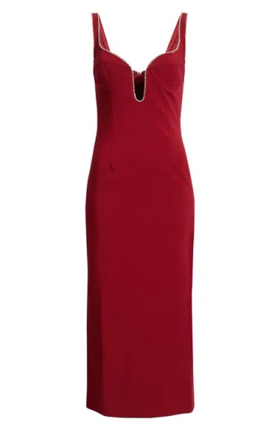Bardot Brooklyn Diamante Sleeveless Sheath Dress In Burgundy