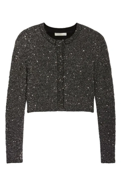 Loveshackfancy Ferra Embellished Crop Cardigan In Black