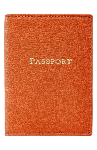 Graphic Image Leather Passport Cover In Orange