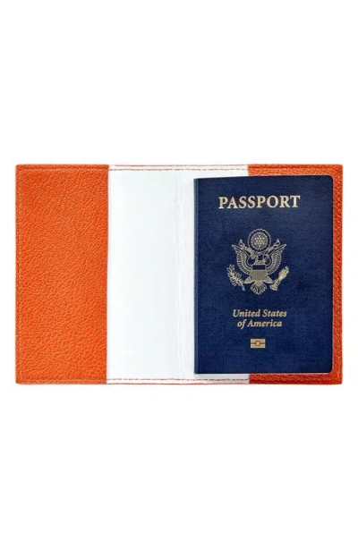Graphic Image Leather Passport Cover In Orange