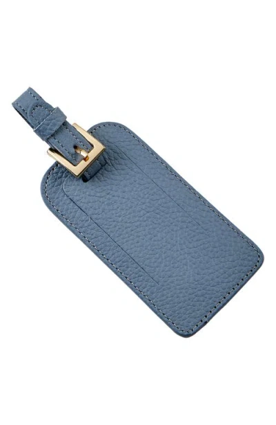 Graphic Image Leather Luggage Tag In Blue