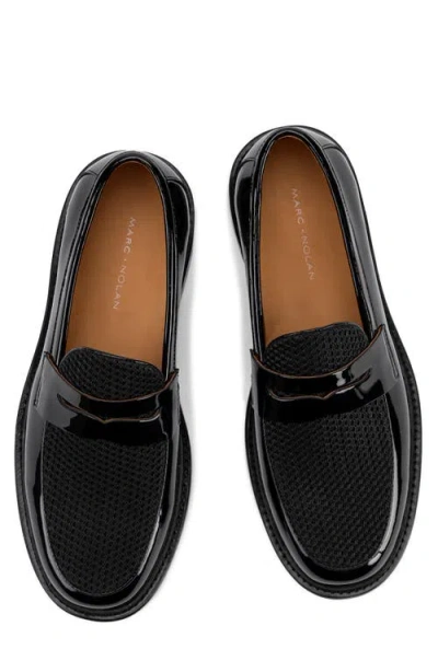 Marc Nolan Calum Mesh Penny Loafer In Black