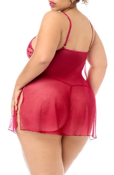 Mapalé Mapale Babydoll Chemise & G-string Set In Pink