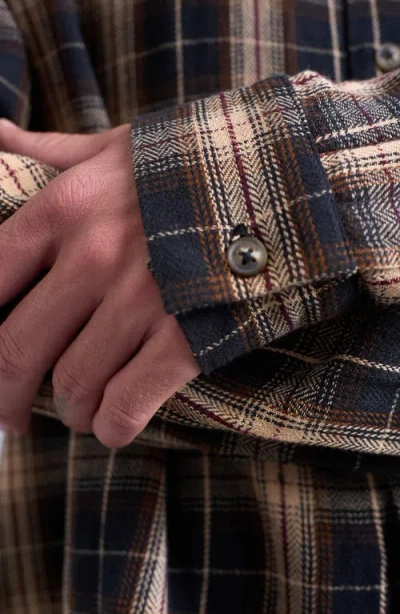 Topman Relaxed Fit Flannel Crop Button-up Shirt In Gray