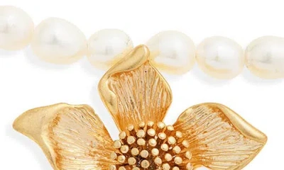 Vidakush Golden Flower Freshwater Pearl Belly Chain In Gold