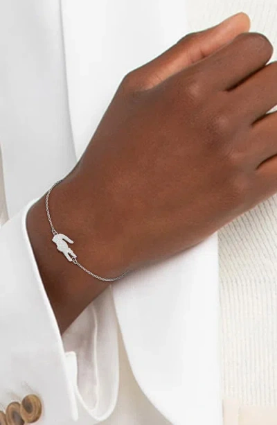Lacoste Stainless Steel Crocodile Bracelet In Metallic
