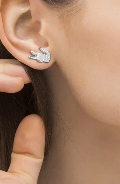 Lacoste Crocodile Stud Earrings In Metallic