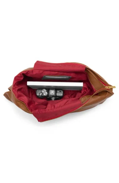 Hammitt Tom Zip Mahogany Pebble Brushed Gold Red Zip Lrg In Brown