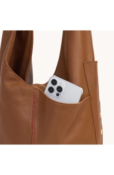 Hammitt Tom Zip Mahogany Pebble Brushed Gold Red Zip Lrg In Brown