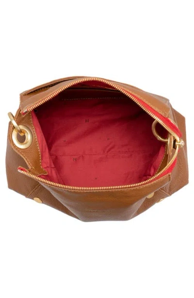 Hammitt Bryant Mahogany Pebble Brushed Gold Red Zip Med In Brown