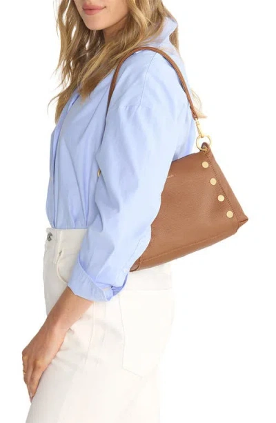 Hammitt Bryant Mahogany Pebble Brushed Gold Red Zip Med In Brown