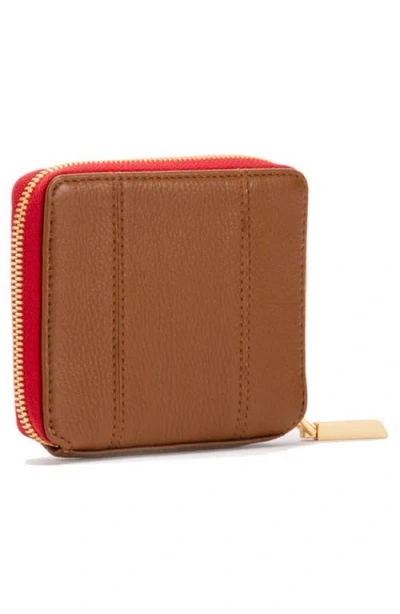 Hammitt 5 North Mahogany Pebble Brushed Gold Red Zip In Brown