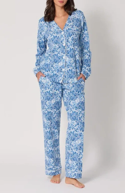 Bedhead Pajamas Floral Crop Three Quarter Sleeve Pajama Set In Blue