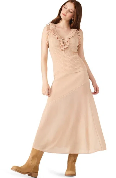 Steve Madden Nataly Ruffle Neck Sleeveless Sweater In Neutral