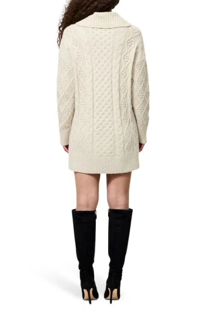 French Connection Makira Long Sleeve Cable Stitch Sweater Dress In Neutral