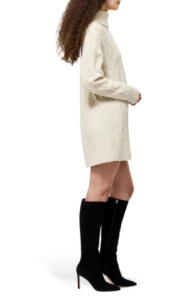 French Connection Makira Long Sleeve Cable Stitch Sweater Dress In Neutral