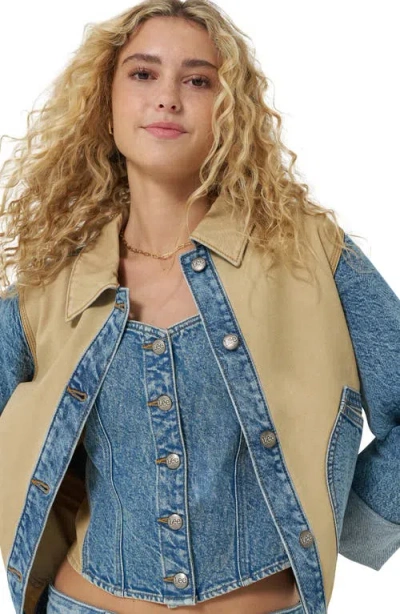 Lee Mixed Media Denim Jacket In Blue