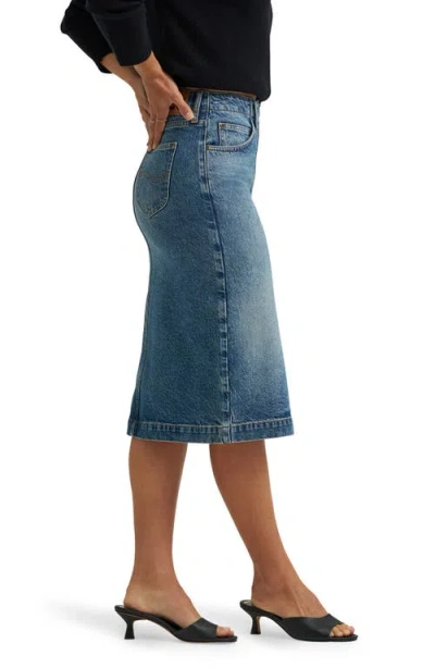 Lee Zip Front Denim Skirt In Blue