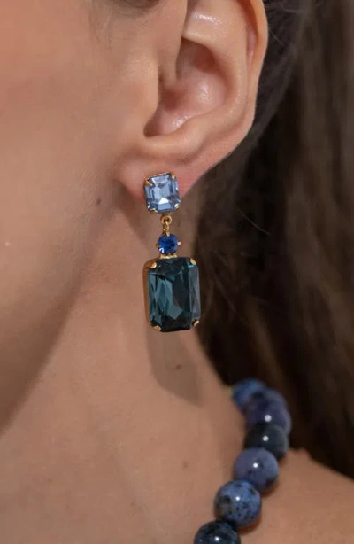 Jennifer Behr Justine Gold-plated Crystal Earrings In Blue