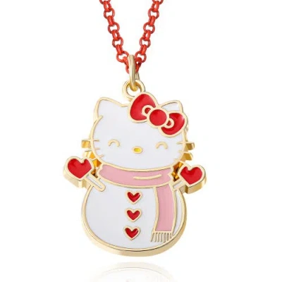 Hello Kitty Snowman Necklace And Earring Christmas Set In Red
