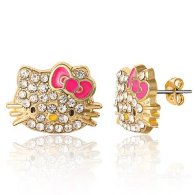 Hello Kitty Pave Crystal Stud Earring In Gold