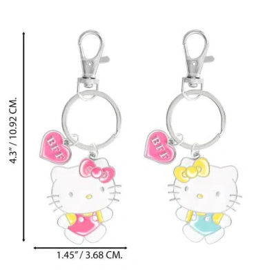 Hello Kitty Bff Keychain,  And Mimmy White, Set Of 2 In Metallic