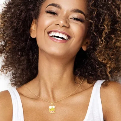 Hello Kitty Enamel Kerropi 3d Pendant, 16+ 2'' Chain In Gold