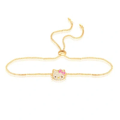 Hello Kitty Authentic Pave  Face Lariat Bracelet In Gold