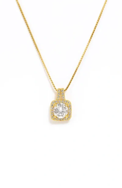 Hollywood Sensation Elena Halo Pendant Necklace Gold & White Gold Plated In Gold