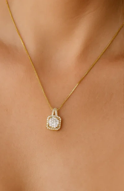 Hollywood Sensation Elena Halo Pendant Necklace Gold & White Gold Plated In Gold