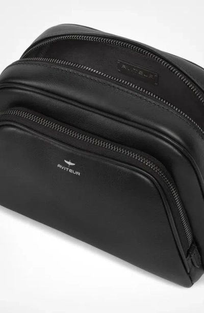 Aviteur Necessaire Calfskin Zipped Toiletry Bag In Black