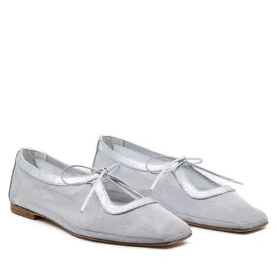 Andrea Gomez Amelia Clear Mesh Ballet Flat In Silver